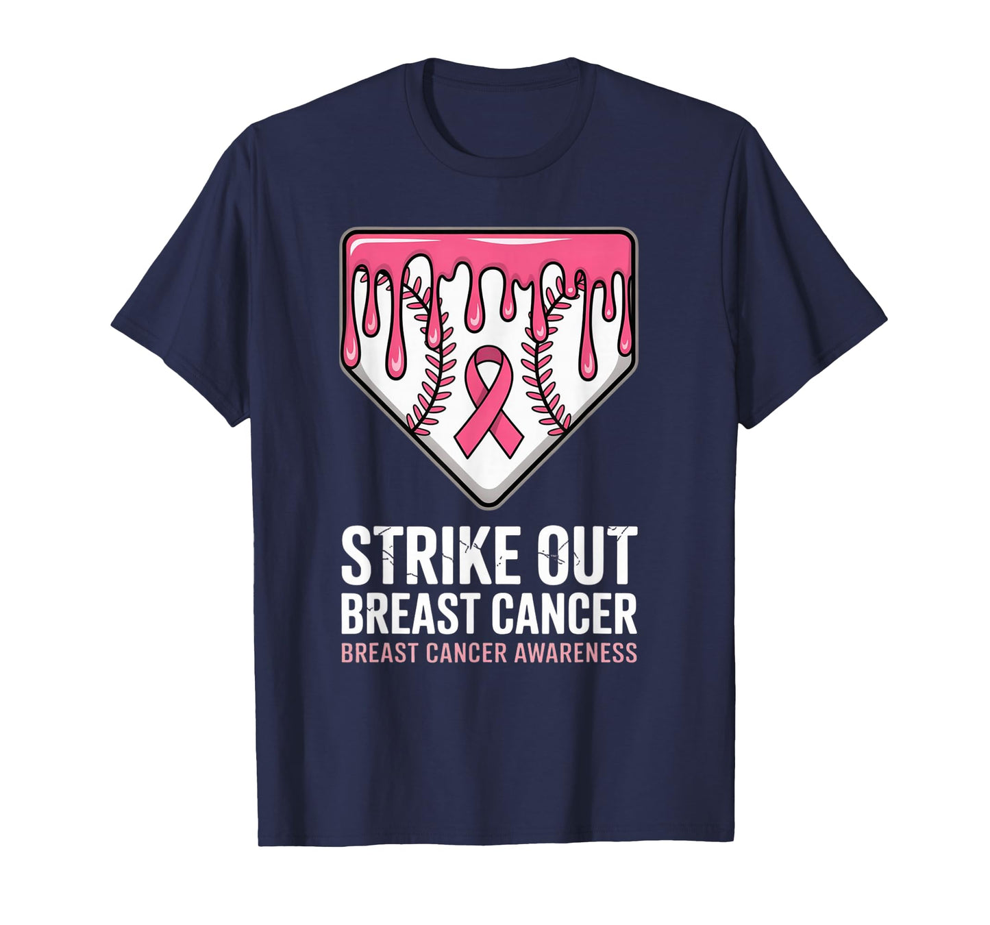 Strike Out Breast Cancer Baseball Awareness Pink Ribbon T-Shirt
