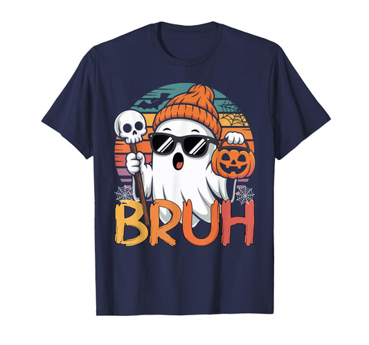 Bruh Ghost Halloween Toddler Vintage Halloween Boys Kids Men T-Shirt