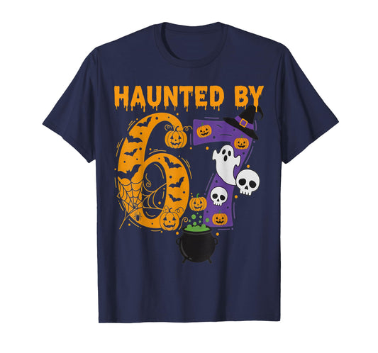 Haunted by 67 – Funny Six Seven Meme 6 7 Halloween Costume T-Shirt
