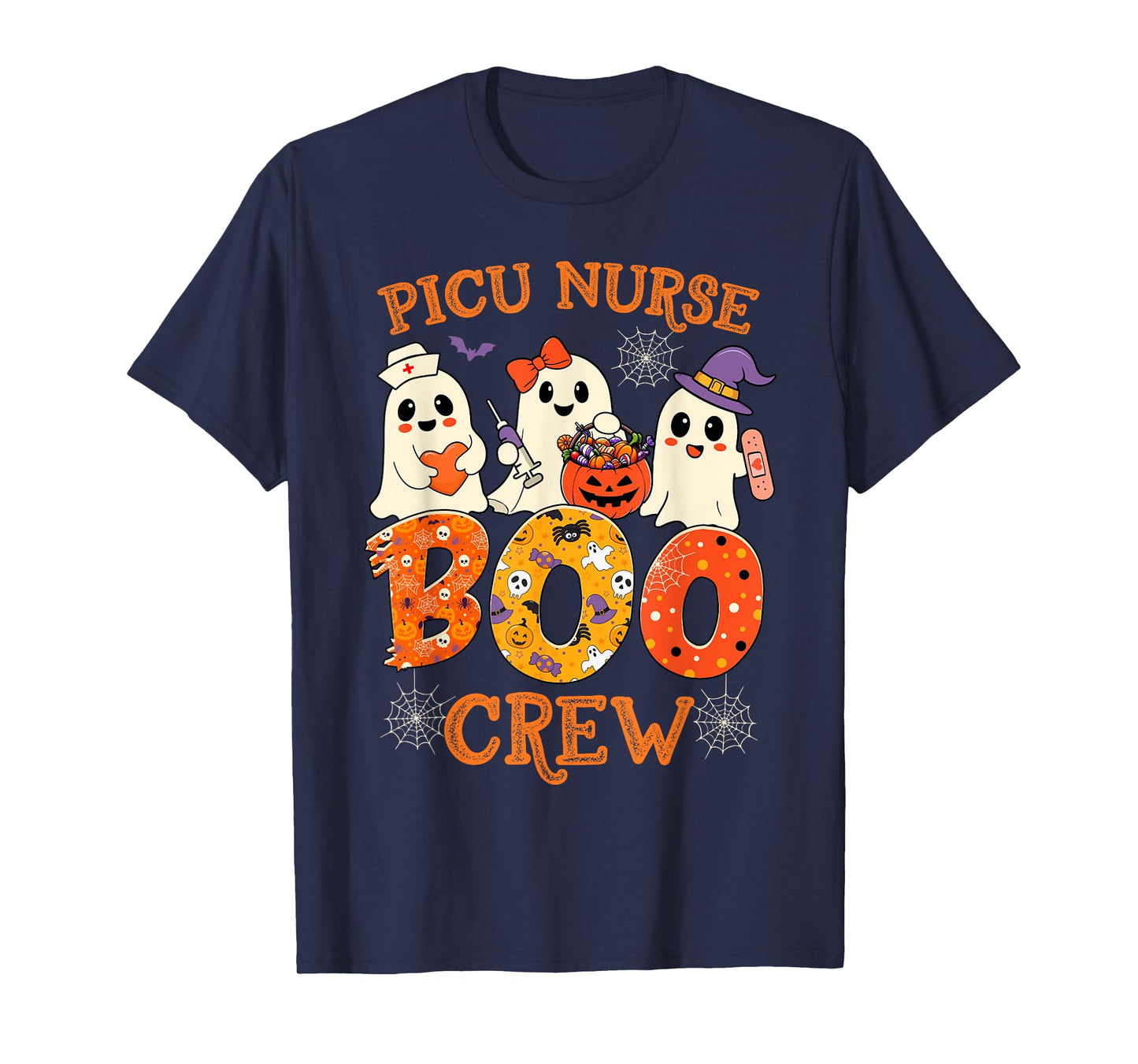 Picu Nurse Boo Crew Funny Ghost Halloween Spooky Costume T-Shirt
