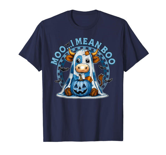 Moo I Mean Boo Spooky Cow Halloween Spooky Heifer Cute Ghost T-Shirt