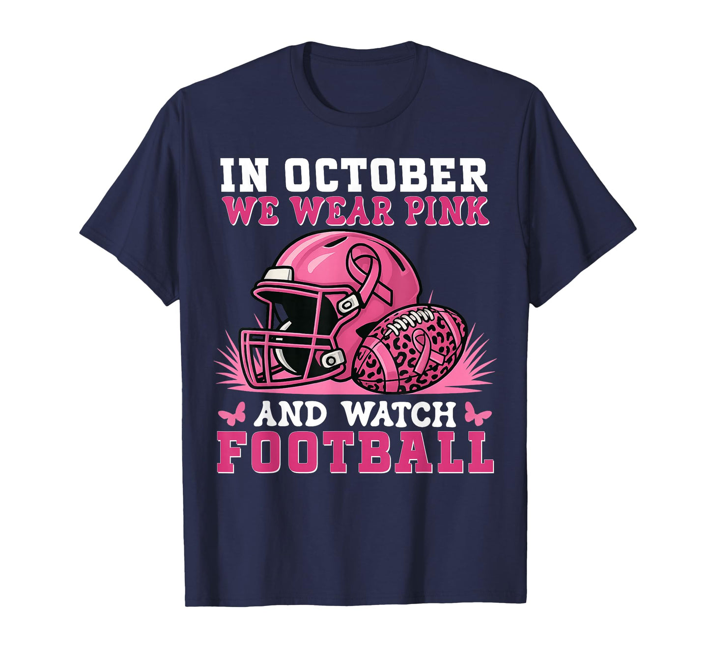 Football Breast Cancer Halloween in October we wear Pink Men T-Shirt