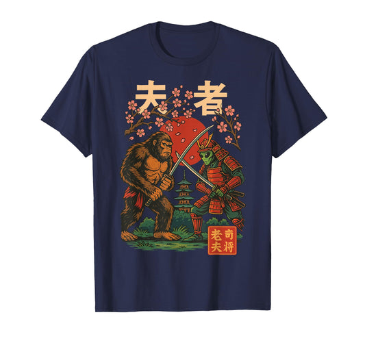 Bigfoot Samurai Alien Vintage Graphic Ukiyo-e T-Shirt