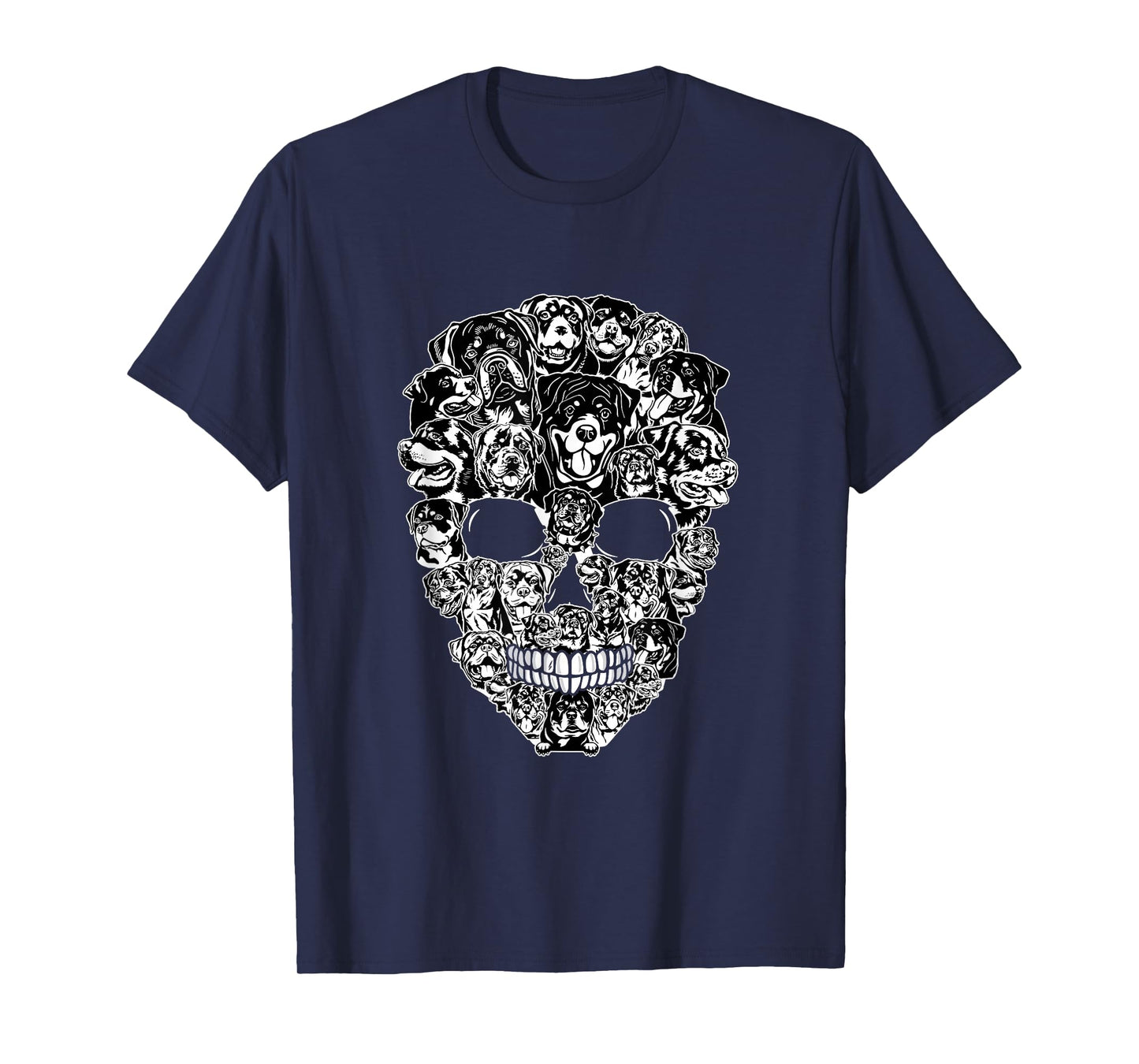 Funny Rottweiler Skull Dog Skeleton Halloween Men Women Kids T-Shirt