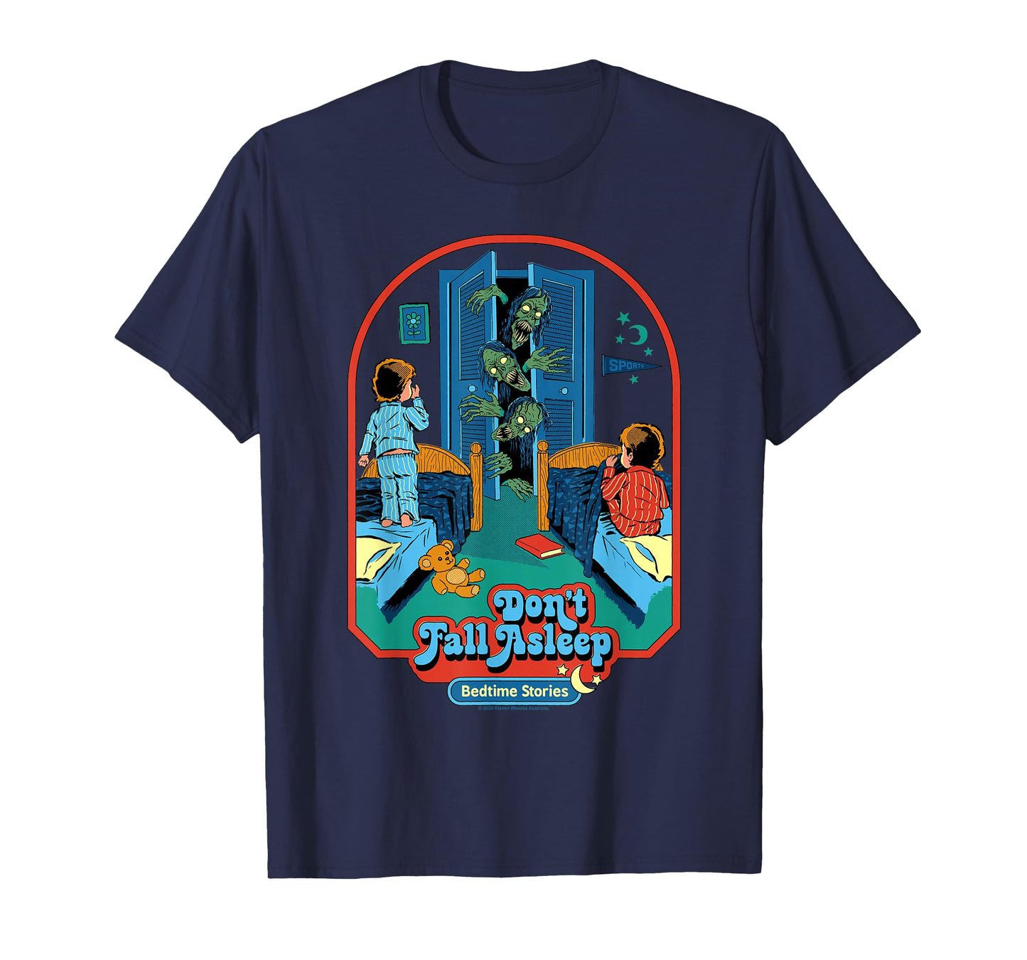 Don't Fall Asleep Monsters Retro Vintage Funny Adult Humor T-Shirt