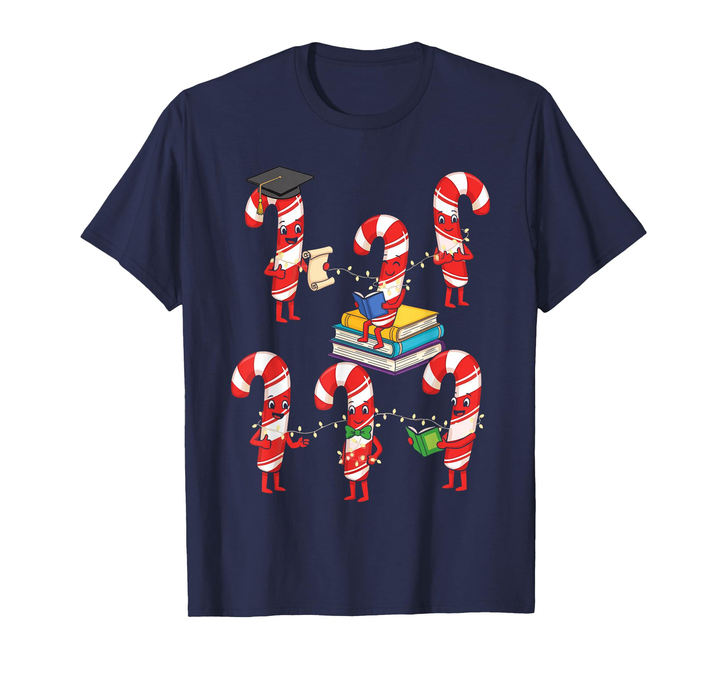Bookmas Christmas Books Shirt, Candy Cane Bookworm T-Shirt