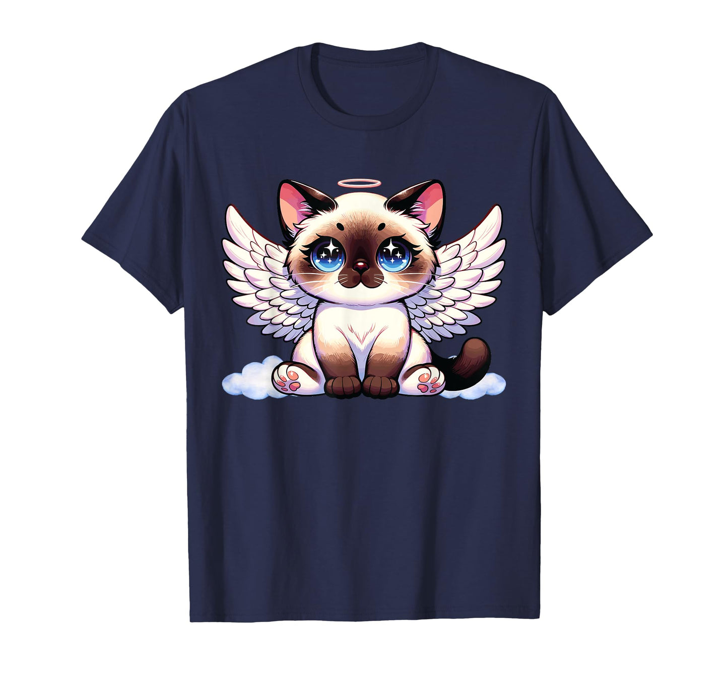 Angel Cat, Siamese Cat, Anime Angel Kitten T-Shirt