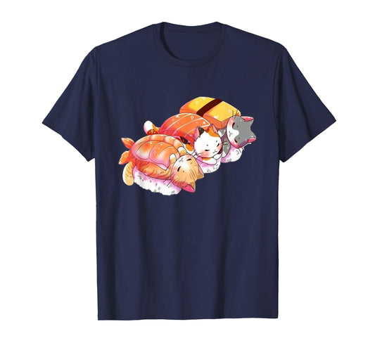 Kawaii Cute Cats Sushi Otaku Japanese T-Shirt