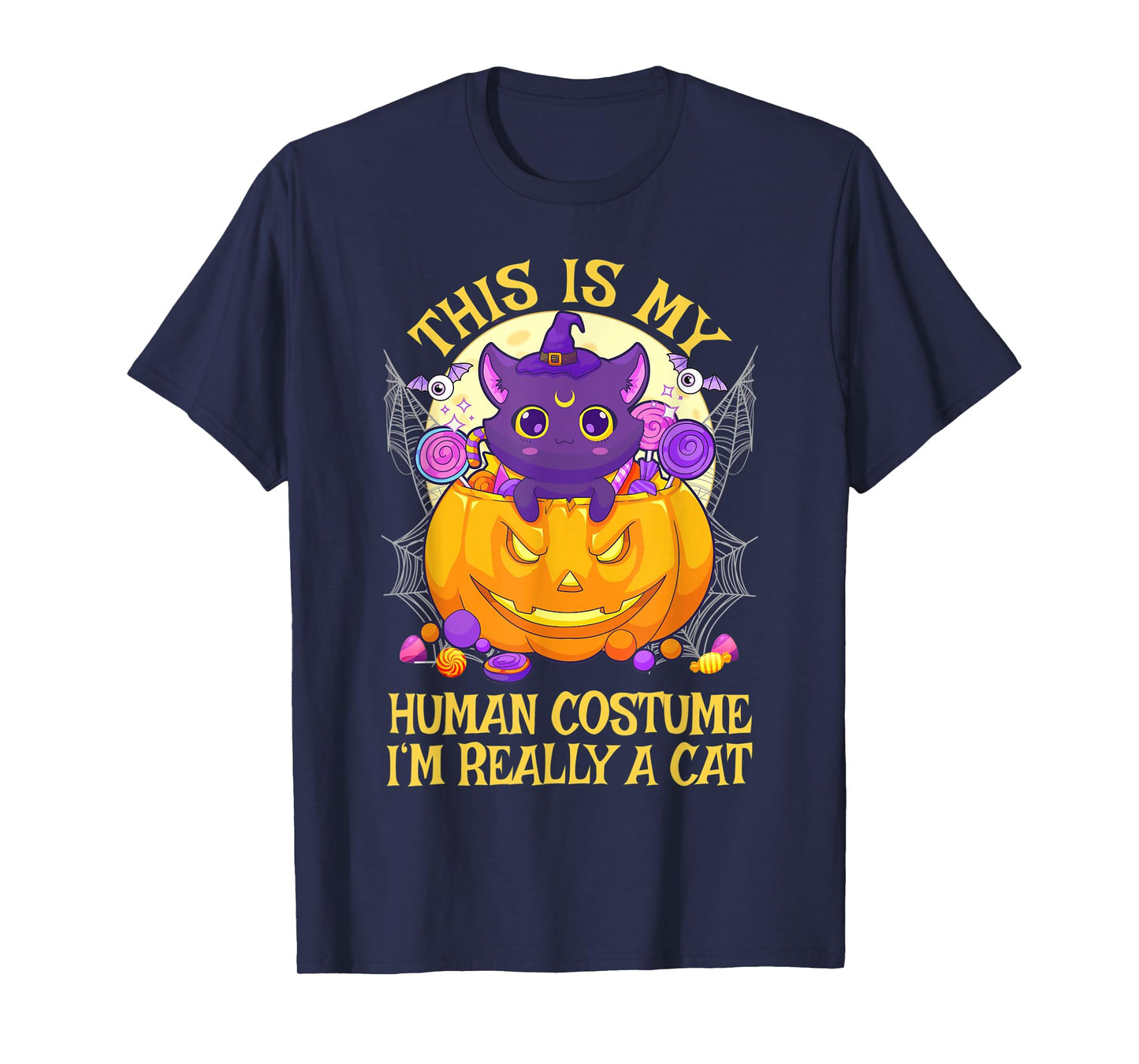 This Is My Human Costume I'm Really A Cat Cute Halloween T-Shirt