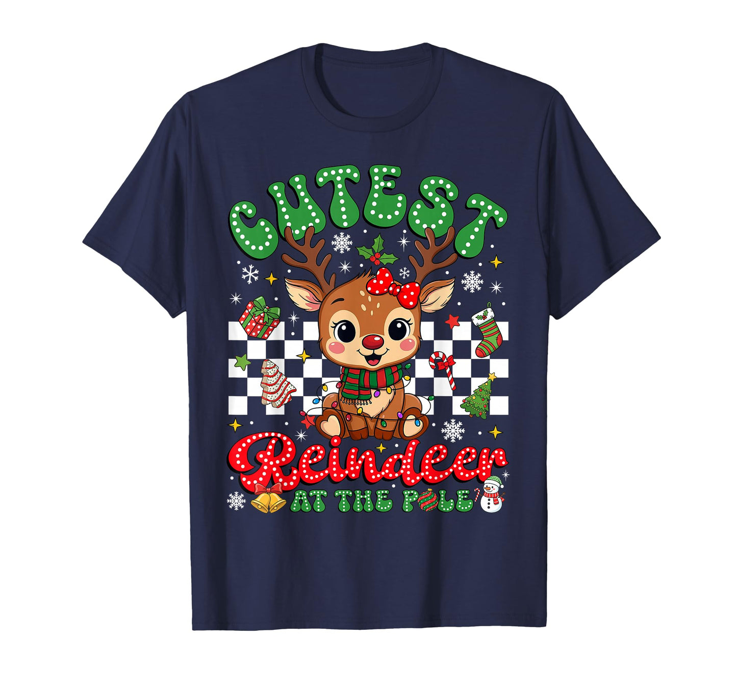 Cutest Reindeer at The Pole North Pole Christmas Girls Kids T-Shirt