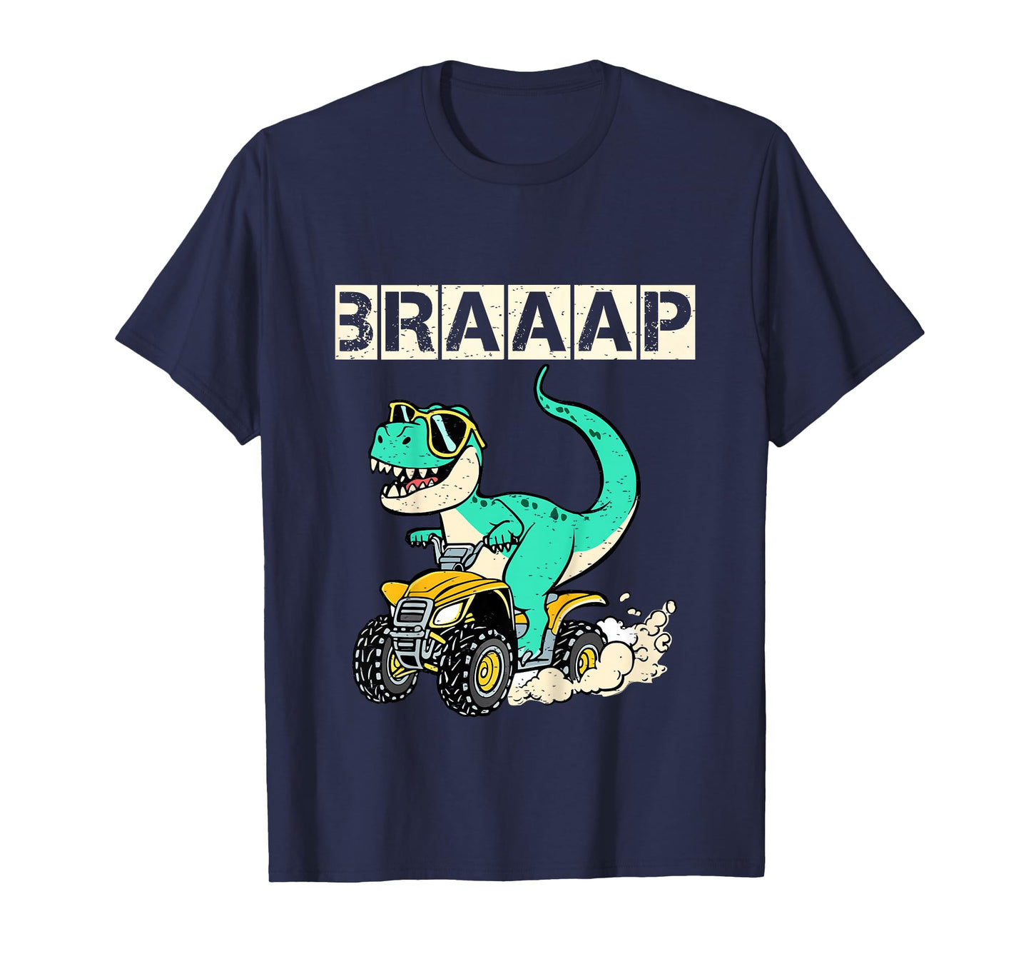 4 Wheeler Shirt Kids Toddler Boys T-rex Braaap Quad Riding T-Shirt