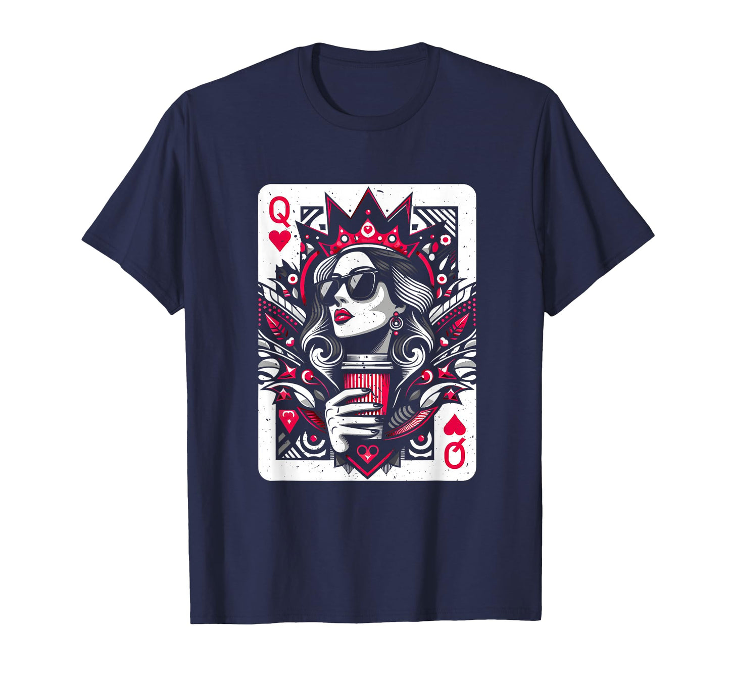 Queen Of Hearts Coffee Lover Women Gambling Gambler T-Shirt