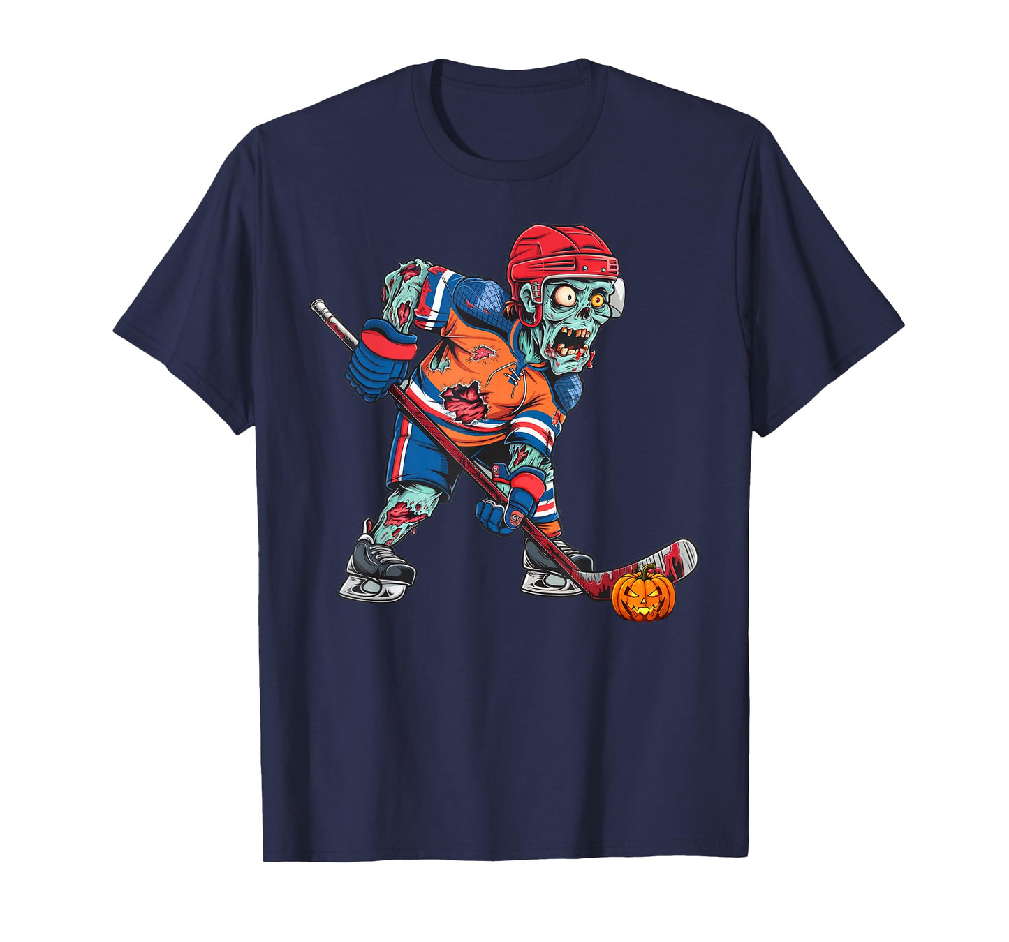 Zombie Ice Hockey Player Fun Halloween Costume Scary Creepy T-Shirt