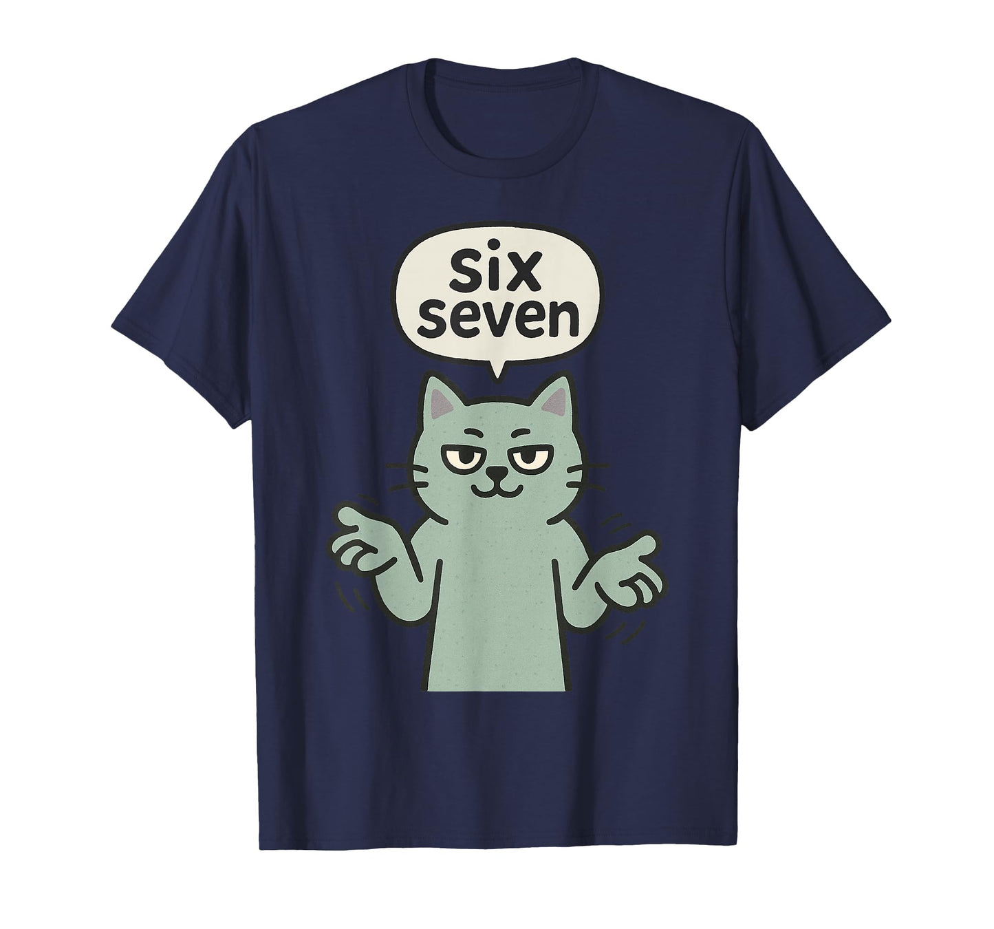 67 Six Seven 6-7 Cat - Funny Kids Gaming Brainrot Meme T-Shirt