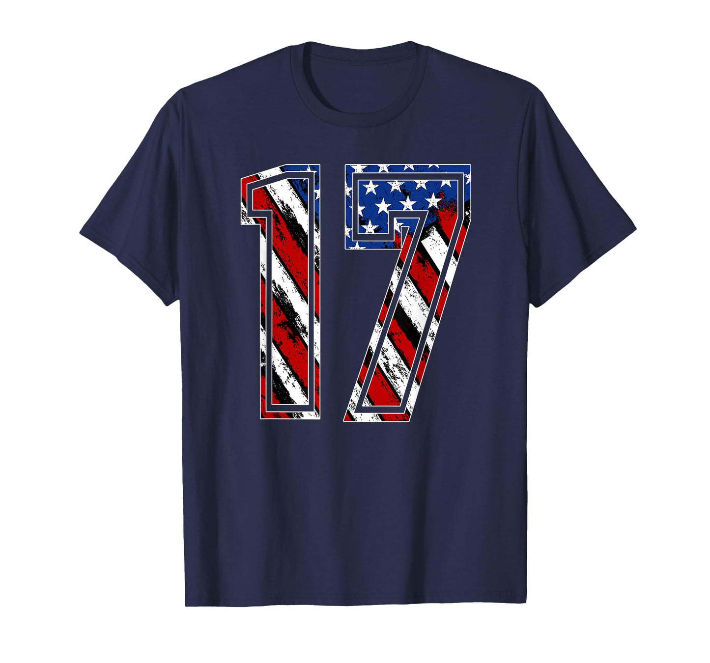 Number 17 Red White and Blue American Flag #17 Jersey Shirt T-Shirt