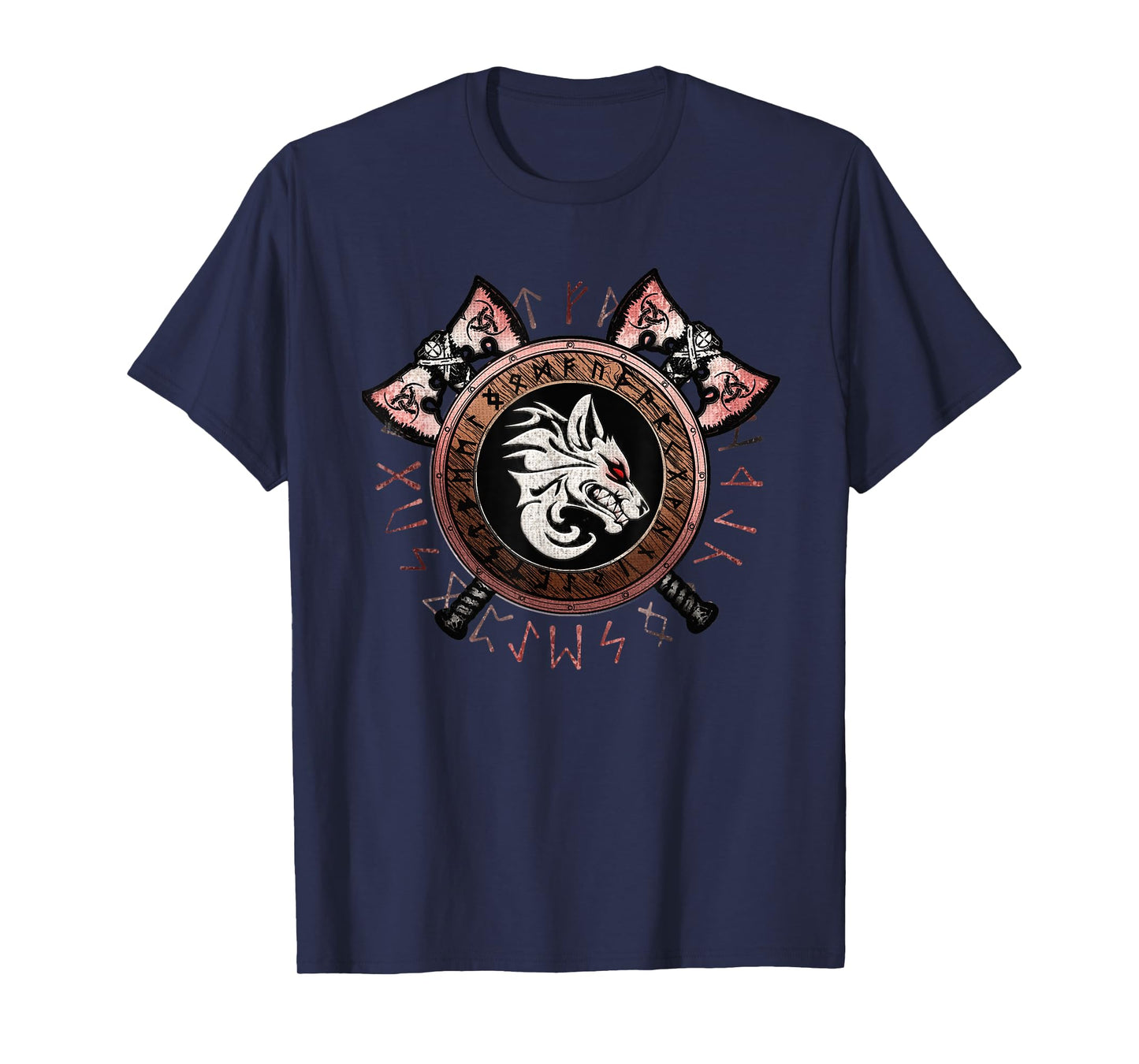 Cool Viking Fenrir Emblem: Norse Mythology Wolf Wild Symbol T-Shirt