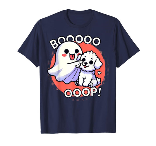 Funny Halloween Ghost Bichon Frise Dog Boop Puppy Humor Men Women Kids T-Shirt