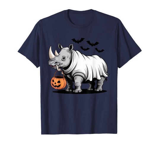 Rhino Ghost Halloween Costume with Jack-O’-Lantern T-Shirt