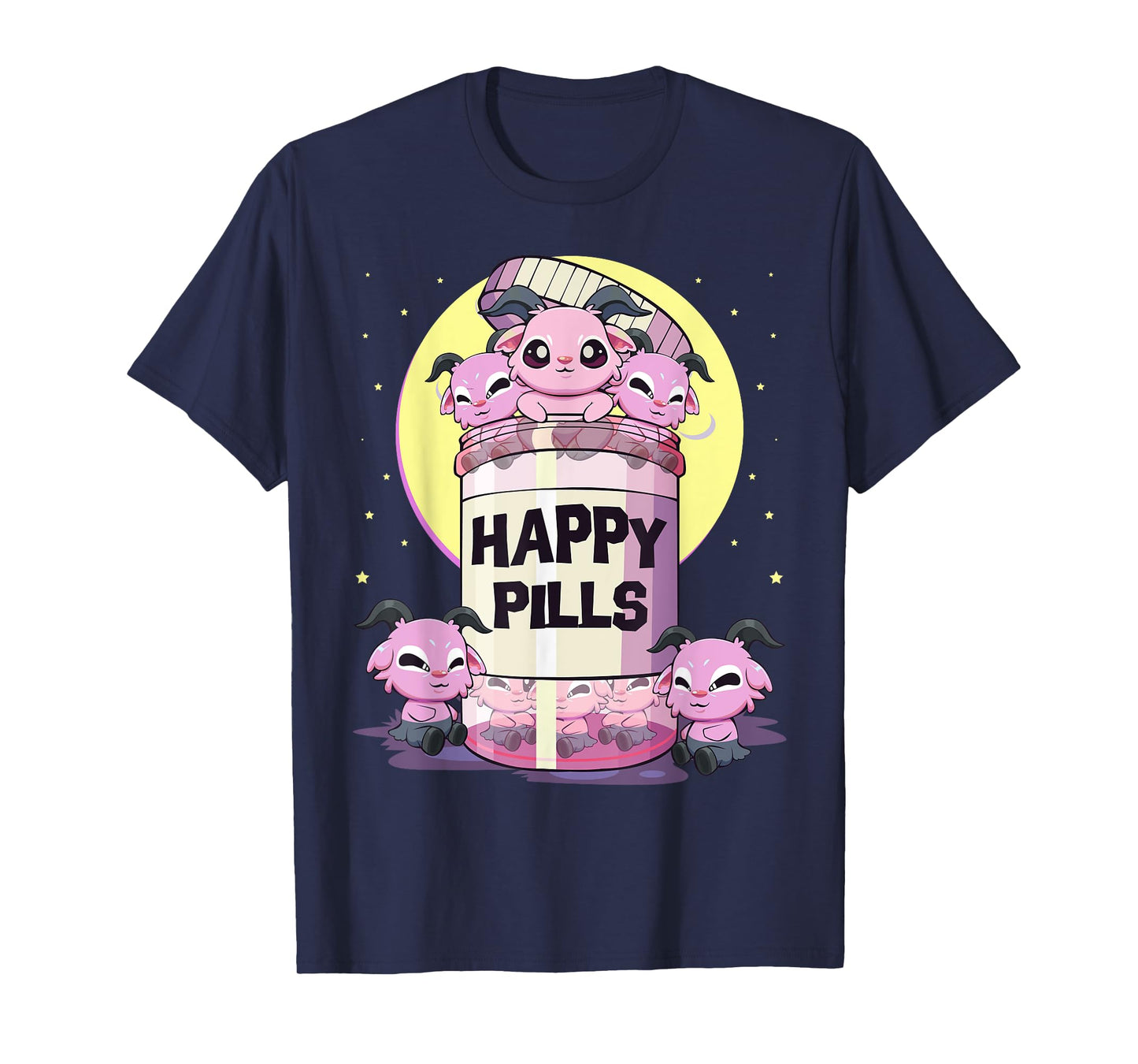 Pastel Goth Kawaii Cute Happy Pills Baphomet T-Shirt