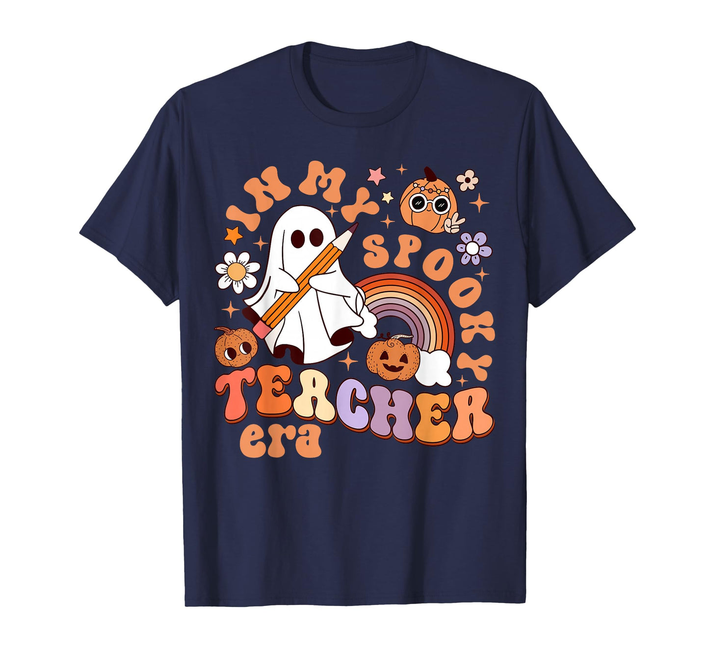 Groovy In My Spooky Math Teacher Era Ghost Funny Halloween T-Shirt
