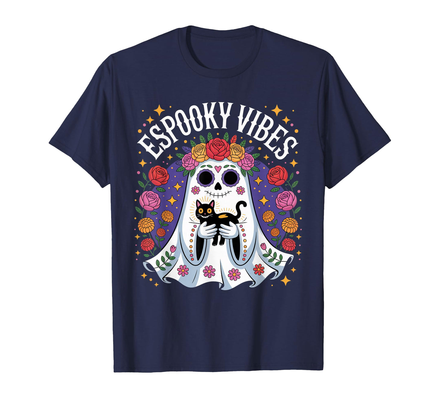 Espooky Vibes Spanish Mexican Halloween Ghost Teacher Women T-Shirt
