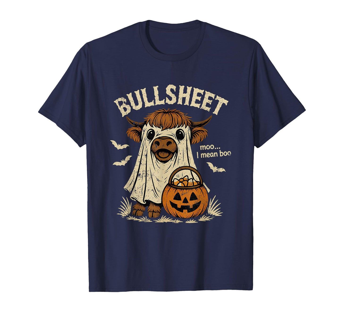 Bullsheet Funny Halloween Cow Costume Boo T-Shirt