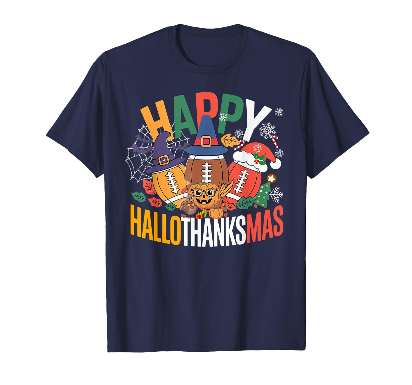 Funny Football HalloThanksMas Spooky T-Shirt
