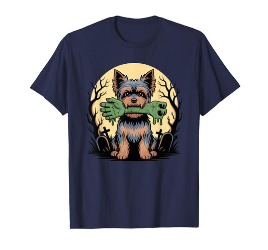 Halloween Moon Zombie Hand Yorkshire Terrier Terriers Yorkie T-Shirt