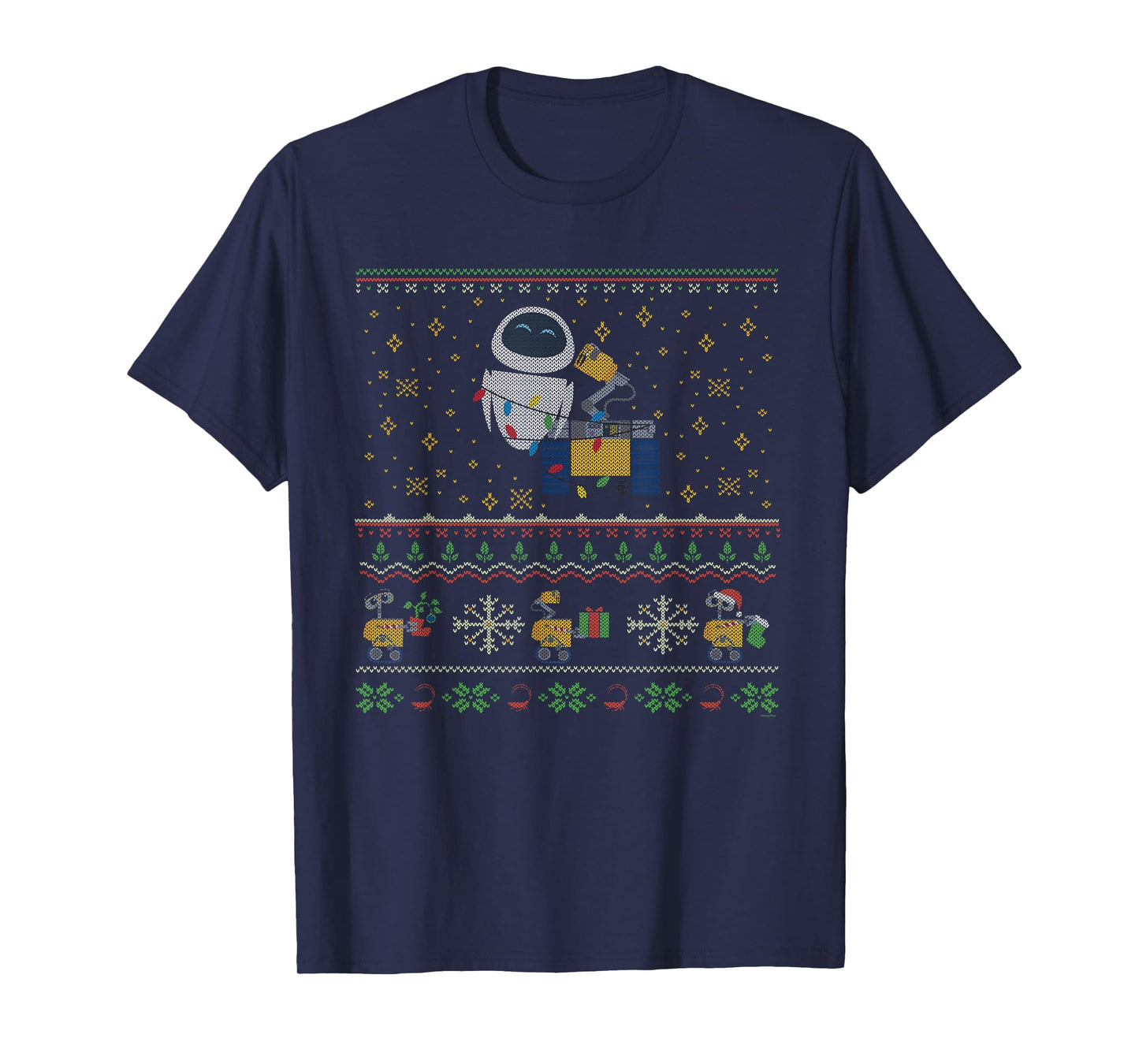 Disney PIXAR Wall-E & Eve Ugly Christmas Sweater Holiday T-Shirt