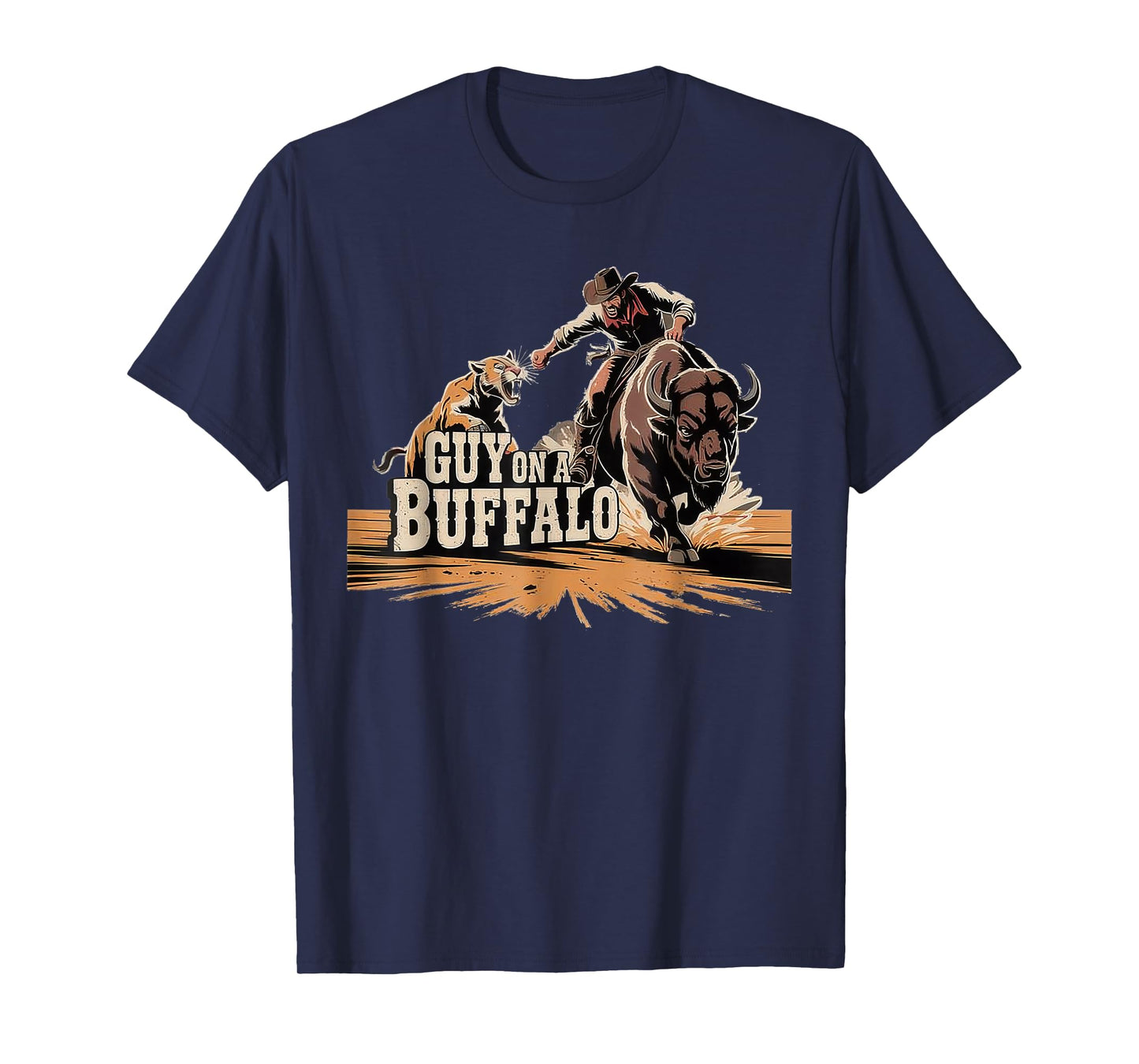 Funny Guy On A Buffalo Western Style T-Shirt