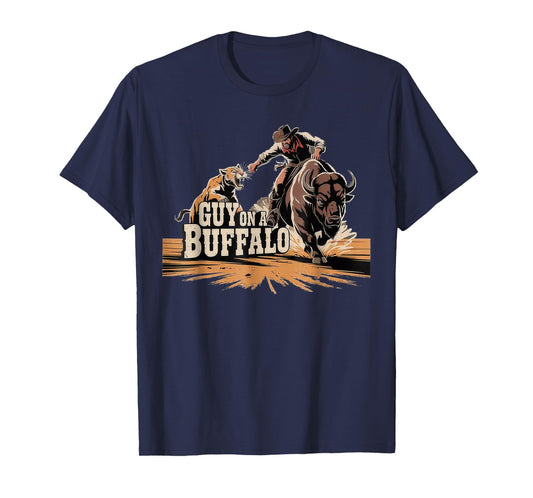 Funny Guy On A Buffalo Western Style T-Shirt
