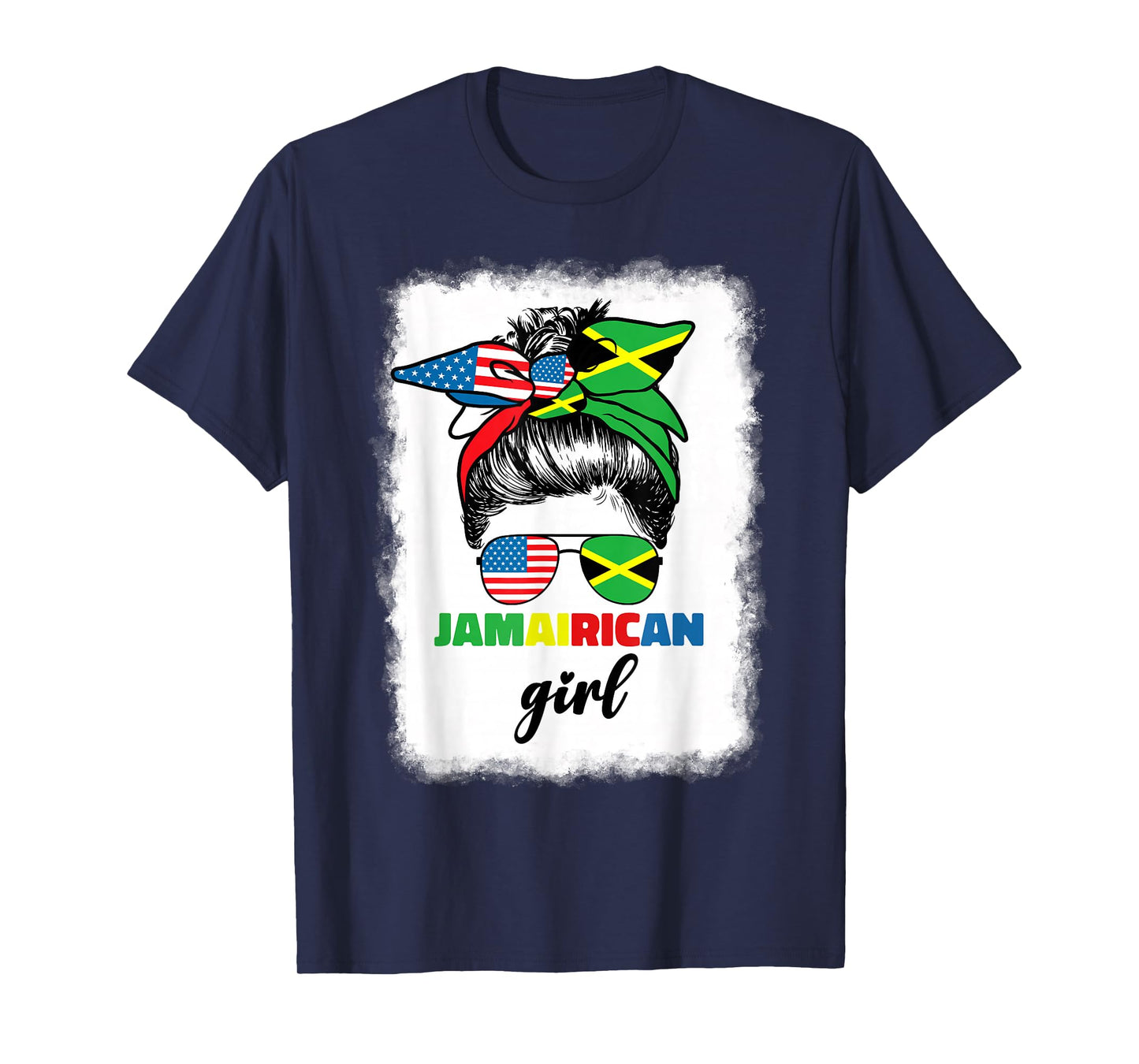 Half American Jamaican America Jamaica Flag JamaiRican Girl T-Shirt