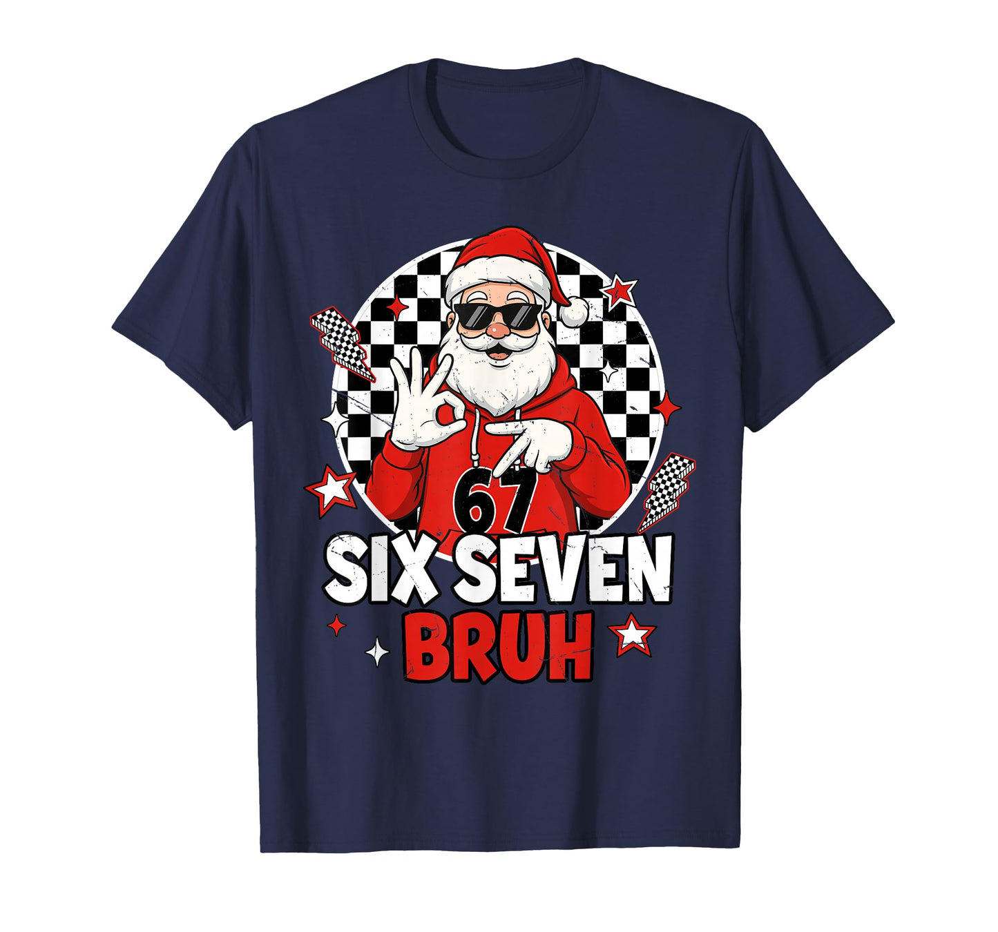 Funny 67 Meme Six Seven Christmas Bruh Santa Kids Boys Men T-Shirt
