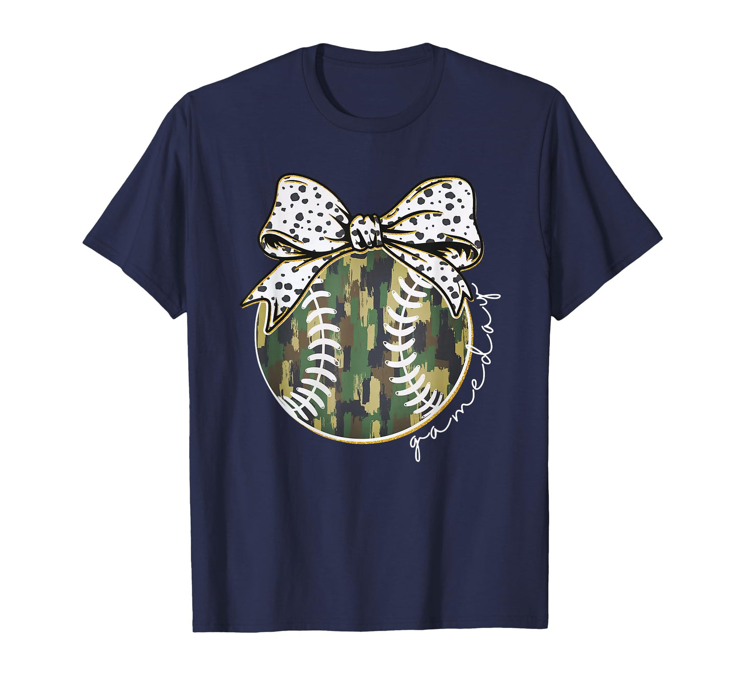 Camouflage Baseball Coquette Game Day Baseball Mama Women T-Shirt