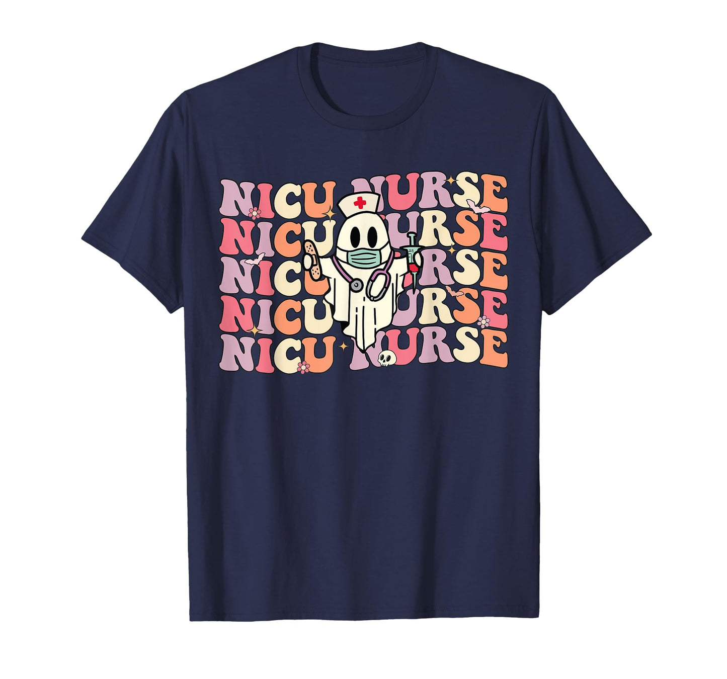 Groovy NICU Nurse Halloween Ghost Costume Neonatal Nurse T-Shirt