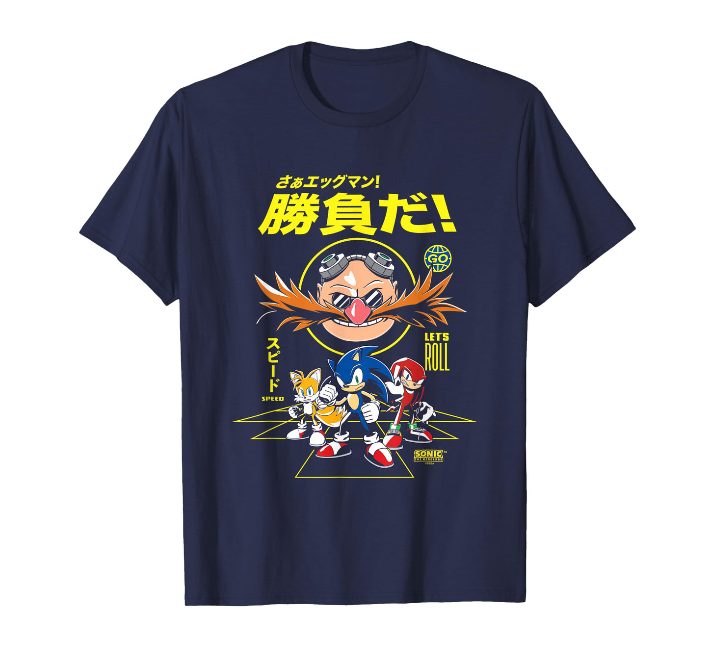 Sonic The Hedgehog Let's Roll Distressed Kanji Poster T-Shirt
