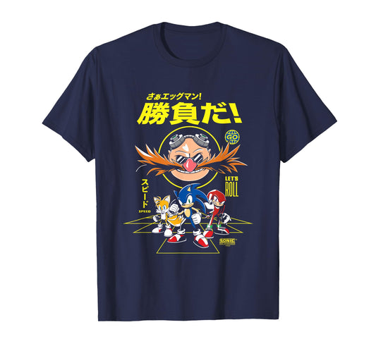 Sonic The Hedgehog Let's Roll Distressed Kanji Poster T-Shirt