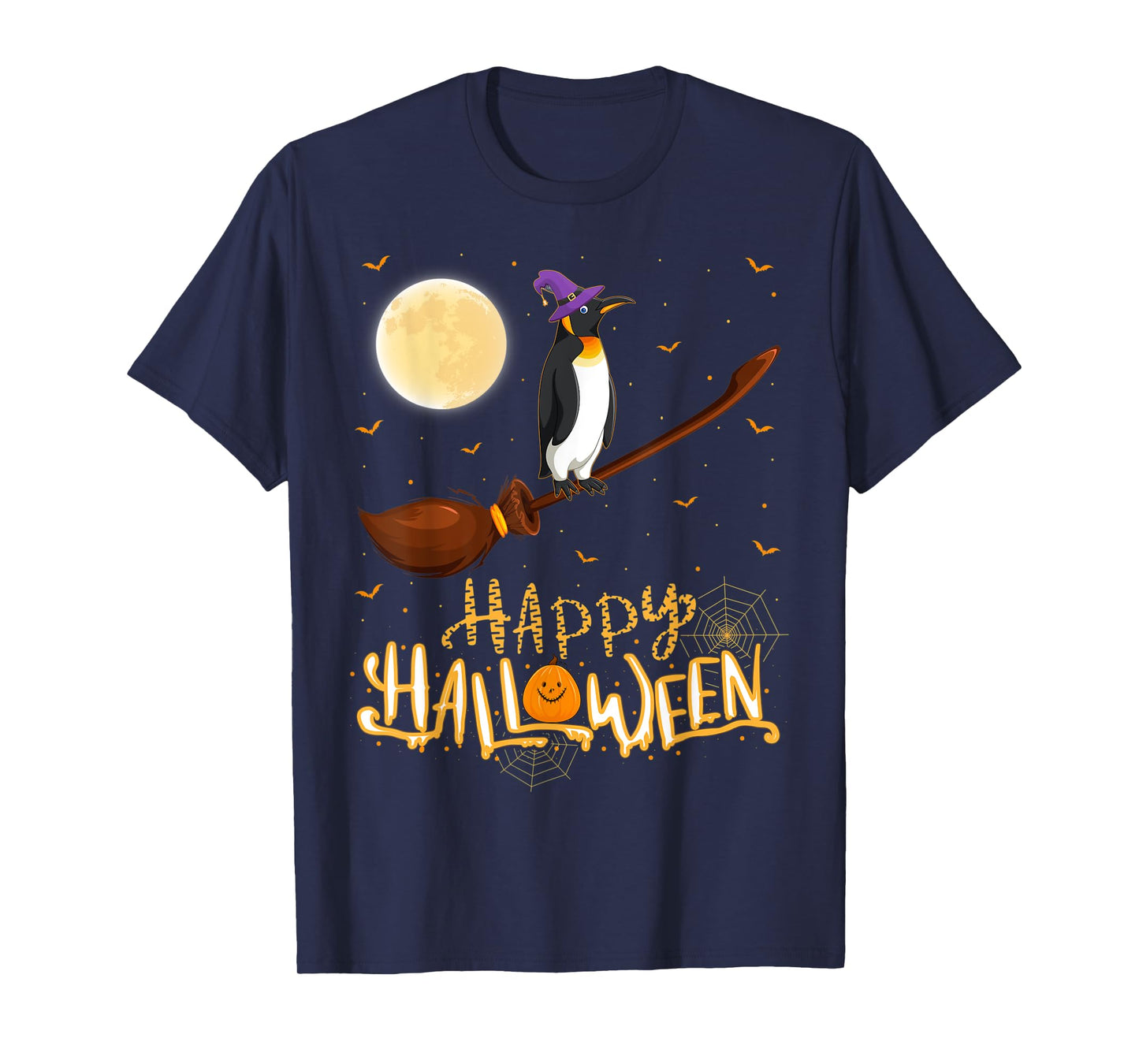 Emperor Penguin Ride Witch Shotgun Emperor Penguin Halloween T-Shirt