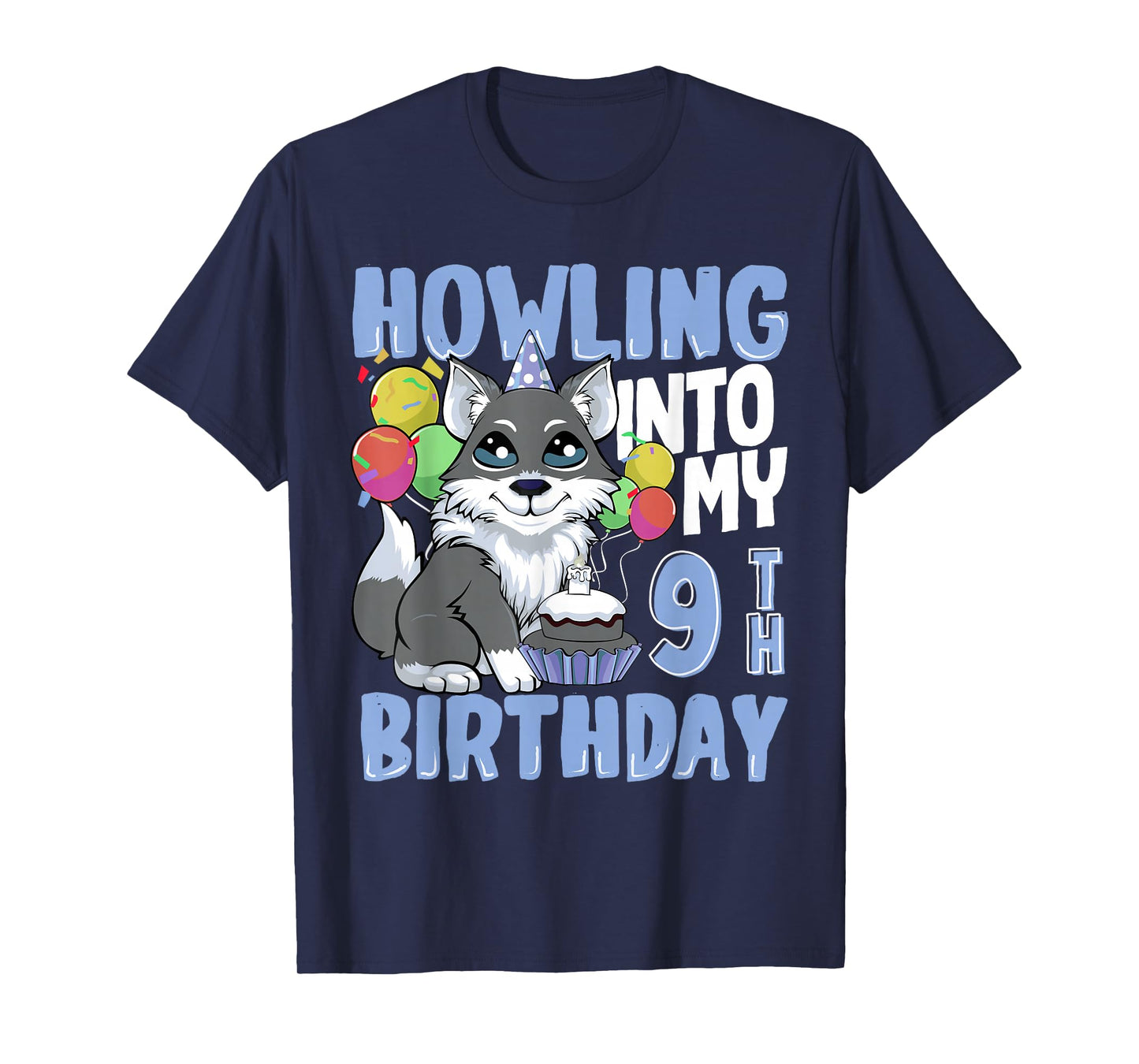 Wolf for 9 Year Old Birthday for 9th Birthday Wolf Kids Boys T-Shirt