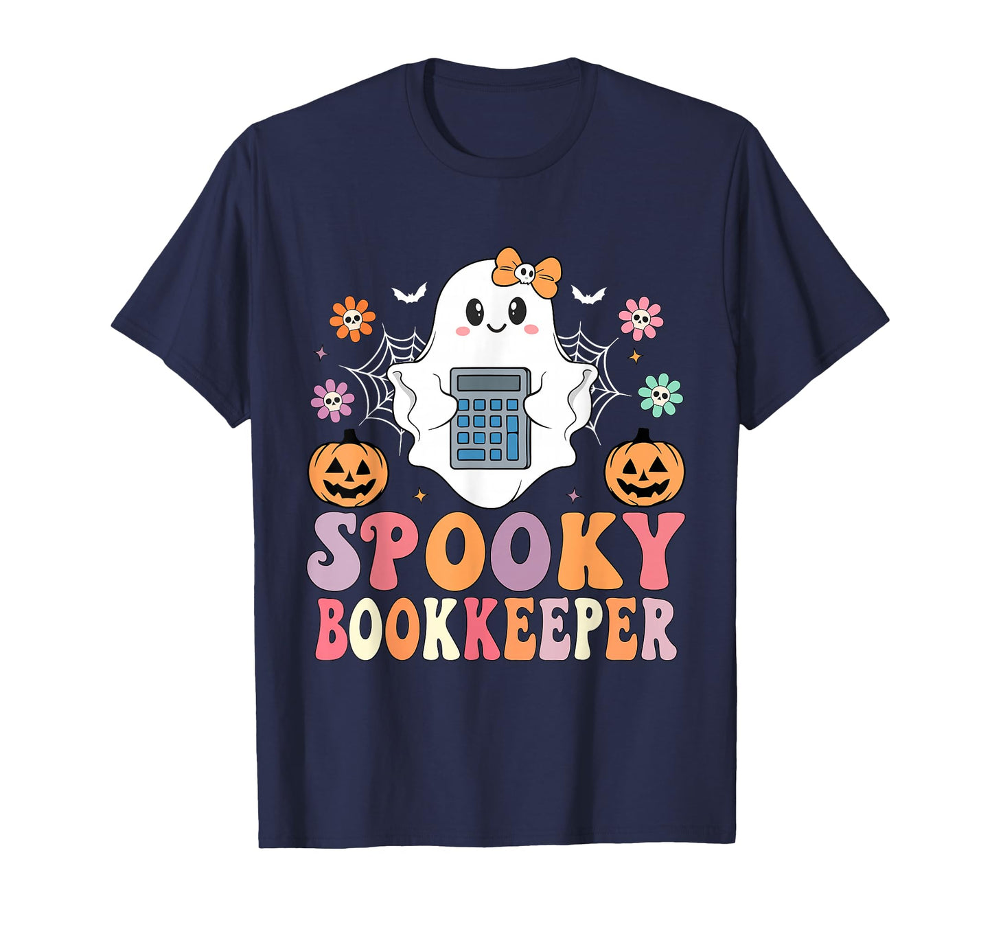 Spooky Ghost Bookkeeper Halloween Accountant Spreadsheets T-Shirt