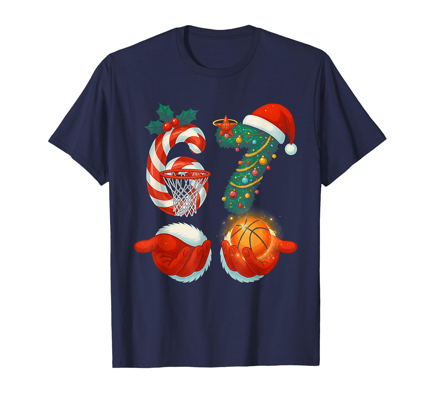 67 Christmas 6 7 Meme Basketball Pajamas Gen Alpha Slang T-Shirt
