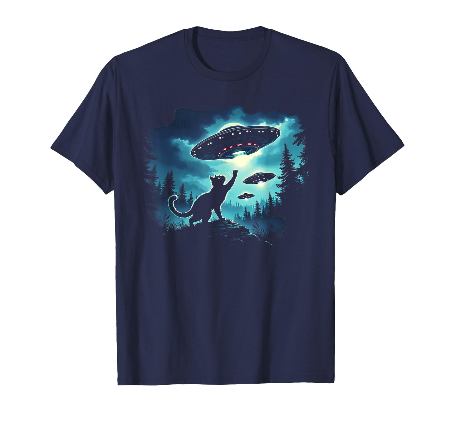 Alien Cat Playing With Ufo T-Shirt