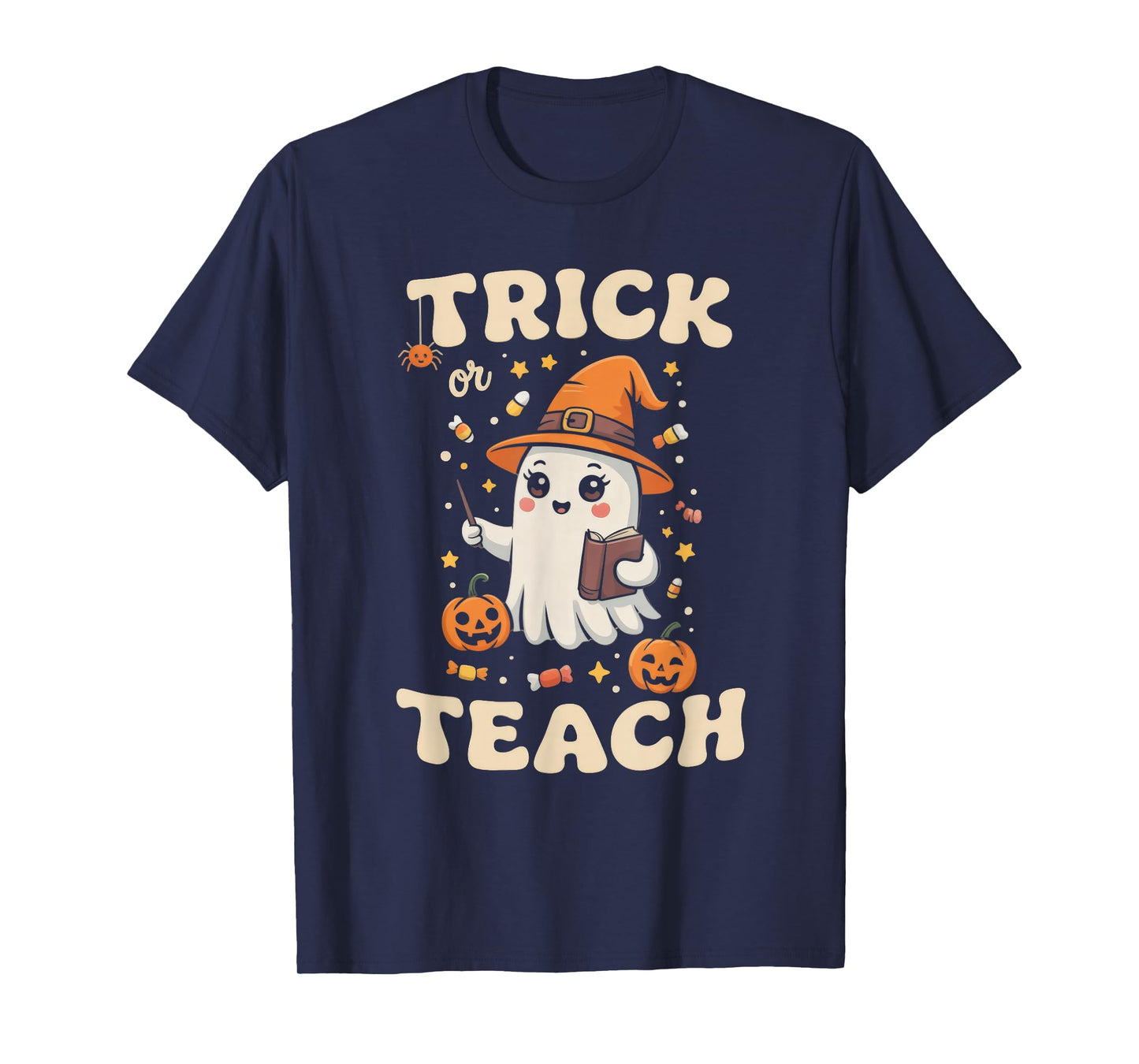 Halloween Teacher Shirts Women School Trick Or Teach Groovy T-Shirt