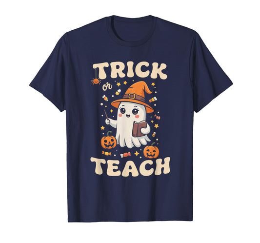 Halloween Teacher Shirts Women School Trick Or Teach Groovy T-Shirt