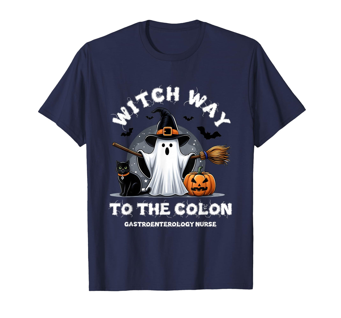 Gastroenterology Nurse Witch Way To The Colon Surprise Ghost T-Shirt