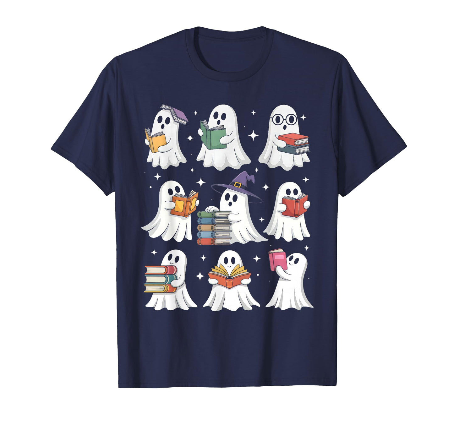 Ghost Reading Teacher Halloween Costume Librarian Book Lover T-Shirt