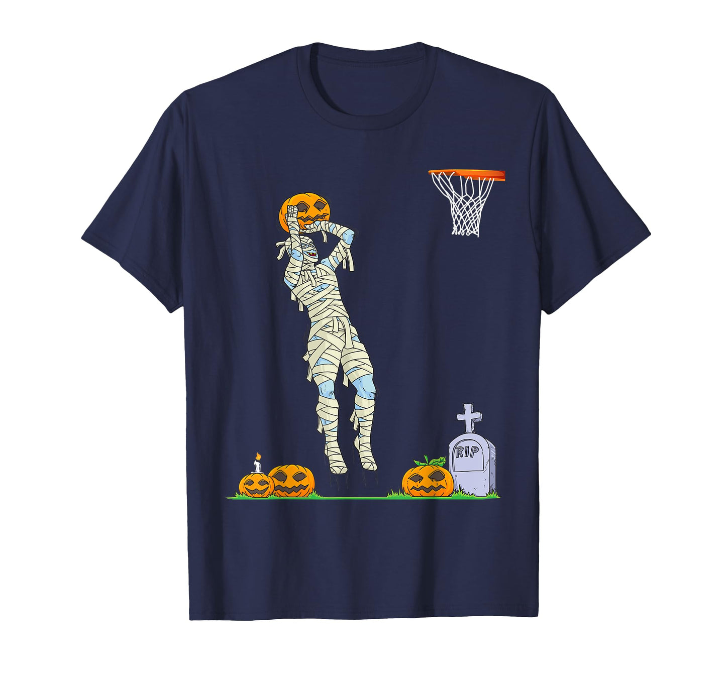 Funny Mummy Basketball Halloween Pumpkin T-Shirt