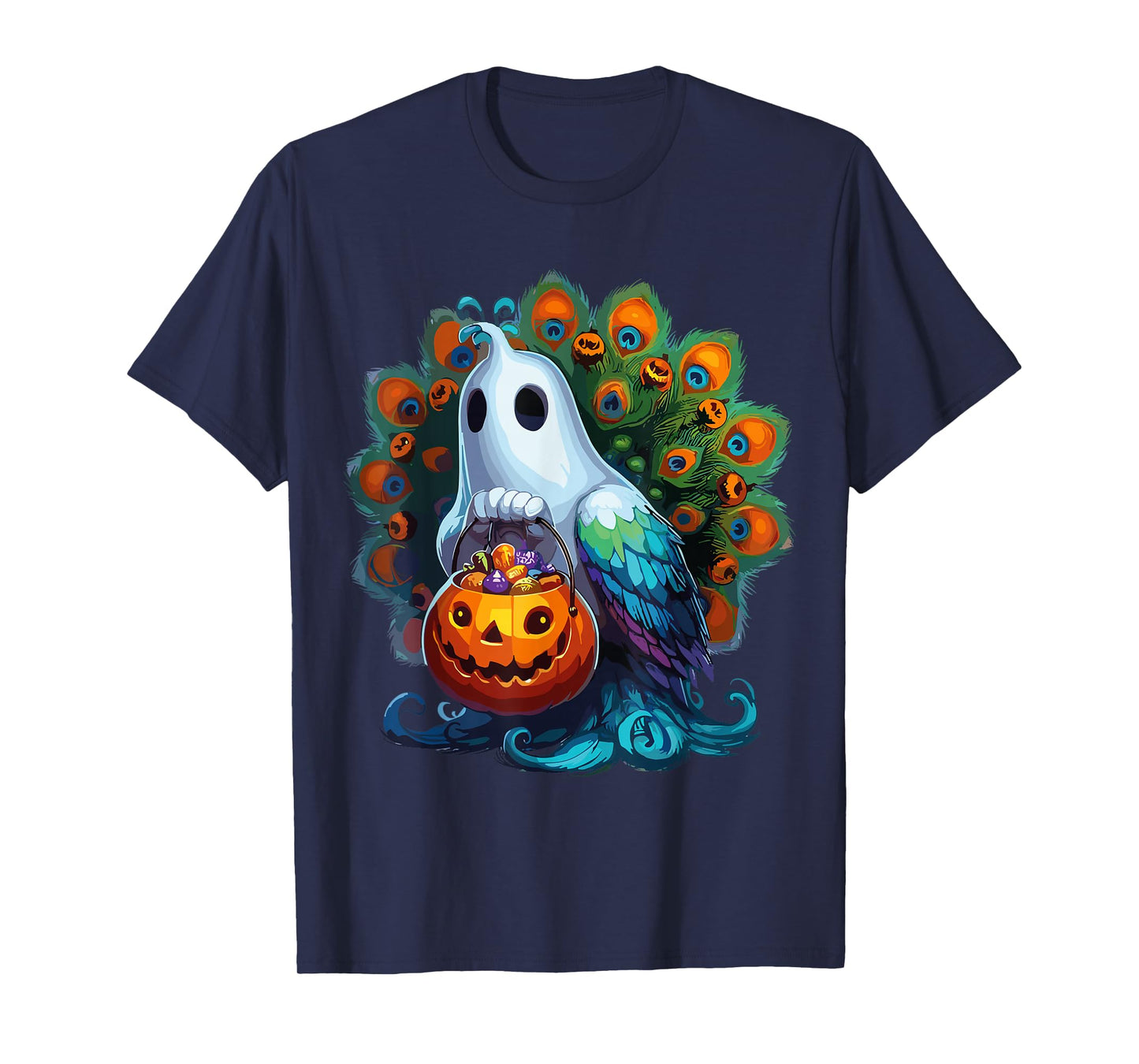 Scary Halloween Peacock Ghost Spooky Candy Bag T-Shirt