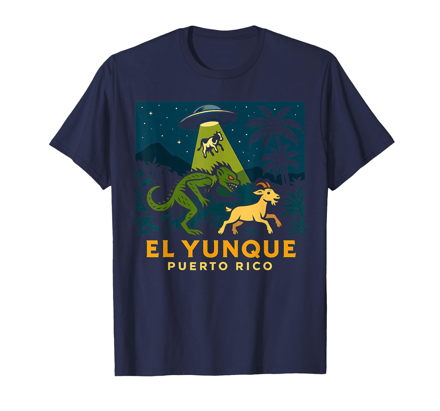 El Yunque Puerto Rico Chupacabra UFO Cow Abduction Jungle De T-Shirt