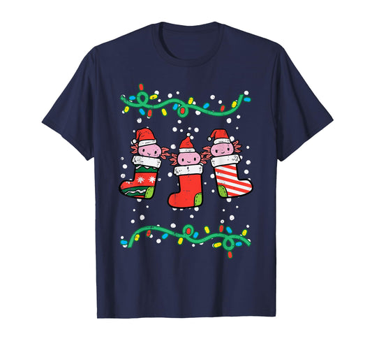 Christmas Stockings Axolotls Cute Xmas Men Women Kids Girls T-Shirt